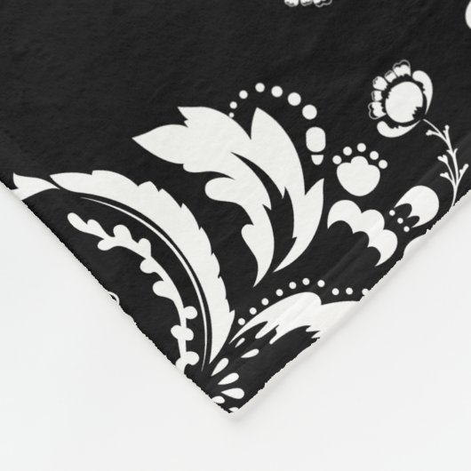 Zwart-witte Damask Fleece Deken (Hoek)