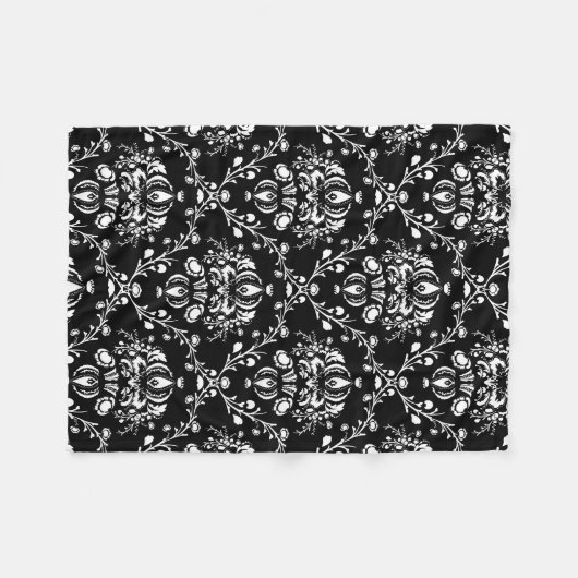 Zwart-witte Damask Fleece Deken (Voorkant (Horizontaal))