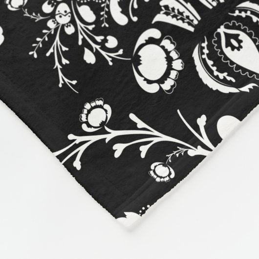 Zwart-witte Damask Fleece Deken (Hoek)