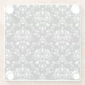 Zwart-witte Damask Glazen Onderzetter (Achterkant)
