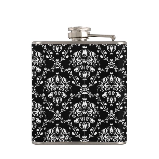 Zwart-witte Damask Heupfles (Achterkant)