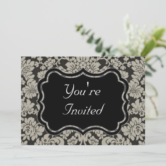 Zwart-witte Damask Kaart (Staand voorkant)