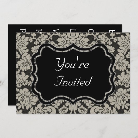 Zwart-witte Damask Kaart (Voorkant / Achterkant)