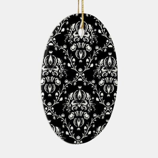Zwart-witte Damask Keramisch Ornament (Rechts)