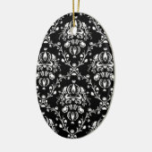 Zwart-witte Damask Keramisch Ornament (Links)
