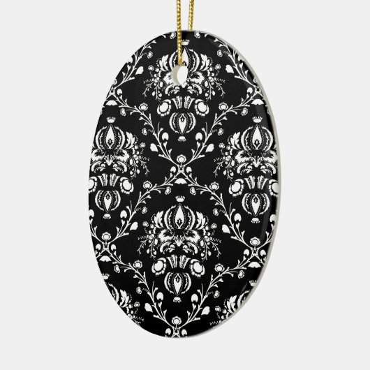 Zwart-witte Damask Keramisch Ornament (Links)