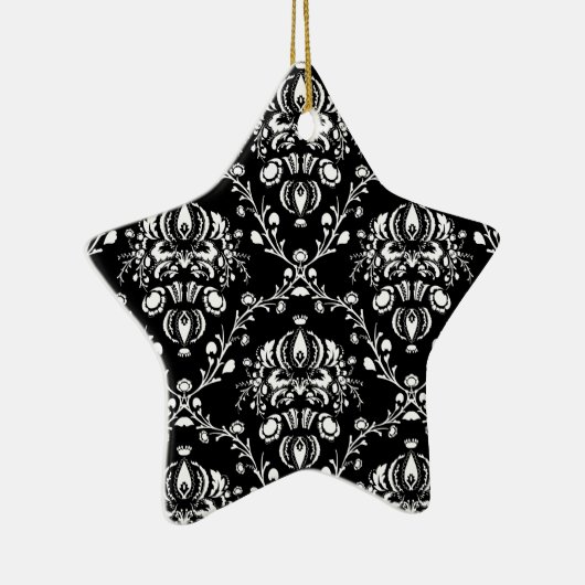 Zwart-witte Damask Keramisch Ornament (Rechts)