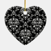 Zwart-witte Damask Keramisch Ornament (Achterkant)