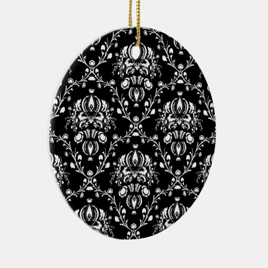 Zwart-witte Damask Keramisch Ornament (Rechts)