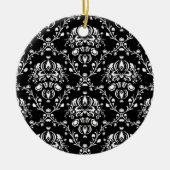 Zwart-witte Damask Keramisch Ornament (Voorkant)