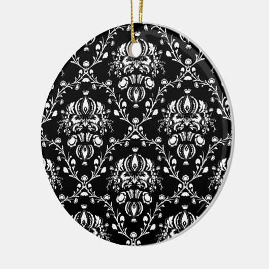 Zwart-witte Damask Keramisch Ornament (Links)