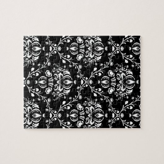 Zwart-witte Damask Legpuzzel (Horizontaal)
