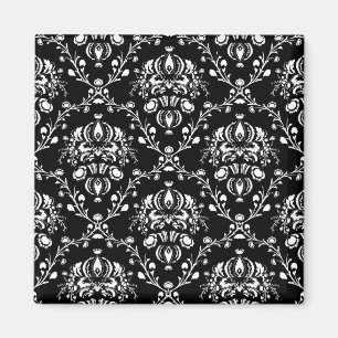 Zwart-witte Damask Magneet