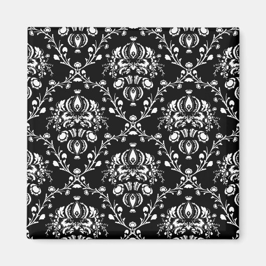 Zwart-witte Damask Magneet (Voorkant)