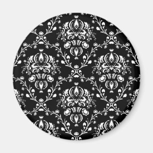 Zwart-witte Damask Magneet