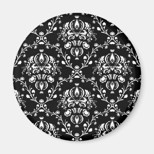 Zwart-witte Damask Magneet (Voorkant)