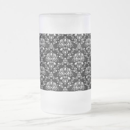 Zwart-witte Damask Matglas Bierpul (Center)