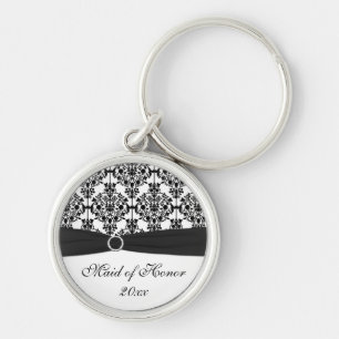 Zwart-witte Damask-meisje van Honor Sleutelhanger