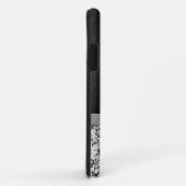 Zwart-witte Damask met Monogram Case-Mate iPhone Case (Achterkant/rechts)