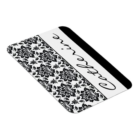 Zwart-witte Damask met  naam Magneet (Rechterzijde)