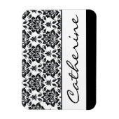 Zwart-witte Damask met  naam Magneet (Verticaal)
