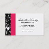 Zwart-witte Damask met Red Magenta Name Bord Visitekaartje (Achterkant)