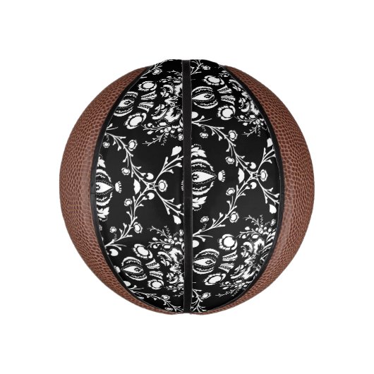 Zwart-witte Damask Mini Basketbal (Verticaal)
