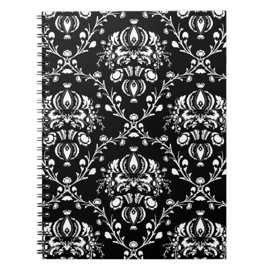 Zwart-witte Damask Notitieboek (Voorkant)