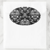 Zwart-witte Damask Ovale Sticker (Tas)