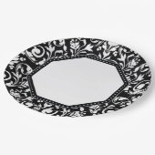 Zwart-witte Damask Papieren Bordje (Gekanteld)