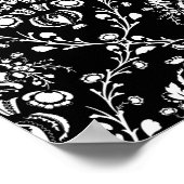 Zwart-witte Damask Poster (Hoek)