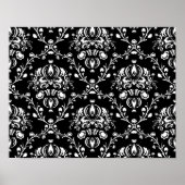 Zwart-witte Damask Poster (Voorkant)
