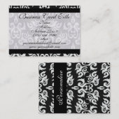 Zwart-witte Damask Professional-bus Visitekaartje (Voorkant / Achterkant)