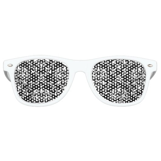 Zwart-witte Damask Retro Zonnebril (Voorkant)