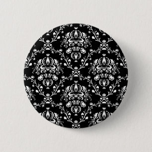 Zwart-witte Damask Ronde Button 5,7 Cm