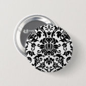 Zwart-witte Damask Ronde Button 5,7 Cm (Voorkant /achterkant)