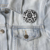 Zwart-witte Damask Ronde Button 5,7 Cm (In situ)