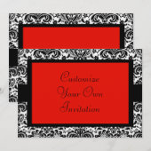 Zwart-witte Damask, Scarlet Kaart (Voorkant / Achterkant)