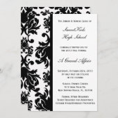 Zwart-witte Damask School Prom of Formal Kaart (Voorkant / Achterkant)