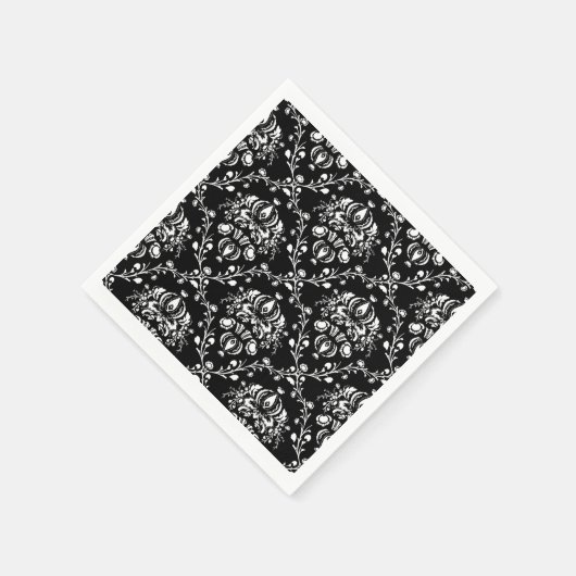 Zwart-witte Damask Servet (Hoek)
