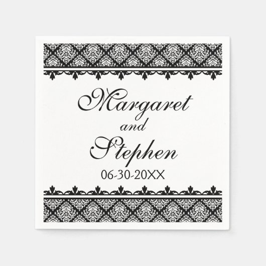Zwart-witte Damask Servetten (Voorkant)