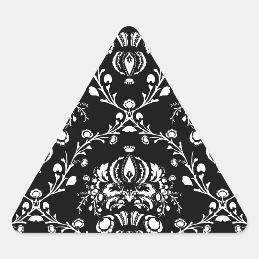 Zwart-witte Damask Sticker (Voorkant)