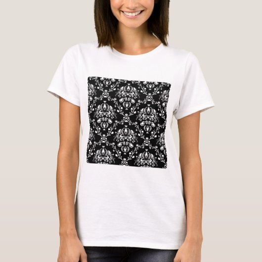 Zwart-witte Damask T-shirt (Voorkant)