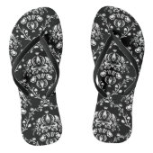 Zwart-witte Damask Teenslippers (Voetbed)