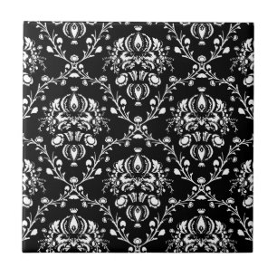 Zwart-witte Damask Tegeltje