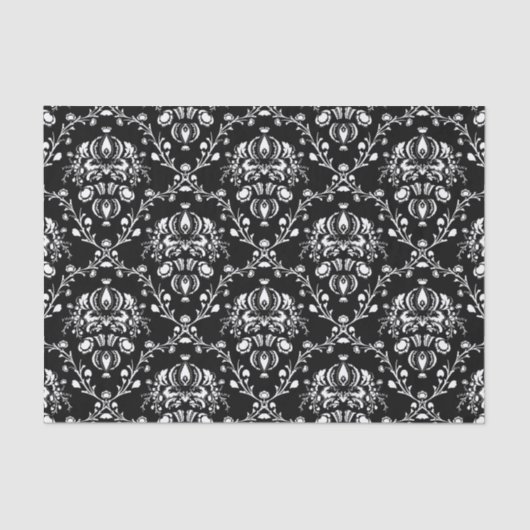 Zwart-witte Damask Tissuepapier (Voorkant)