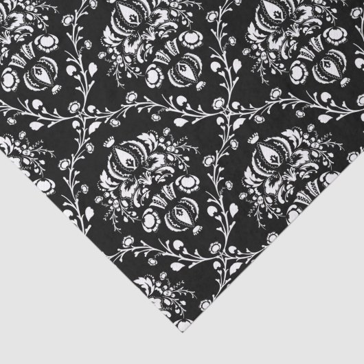 Zwart-witte Damask Tissuepapier (Detail)