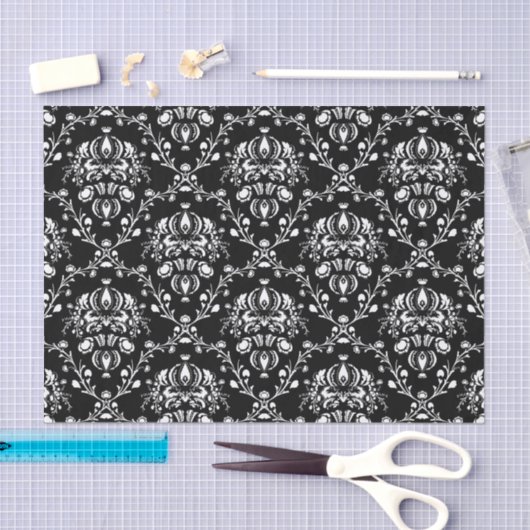 Zwart-witte Damask Tissuepapier (Craft)