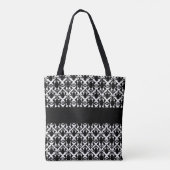 Zwart-witte Damask Tote Bag (Achterkant)