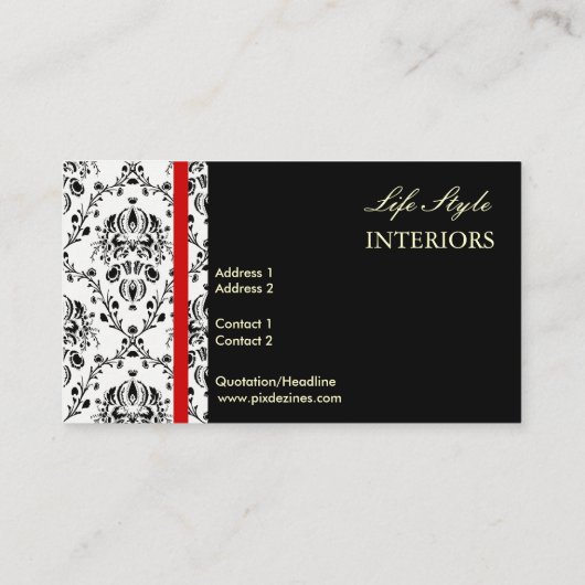 Zwart-witte Damask Visitekaartje (Achterkant)